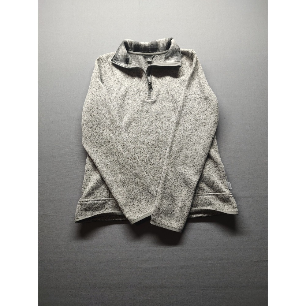 Eddie Bauer Women's 1/4 Zip  Jacket Small Gray Long‎ Sleeve with Flannel Collar